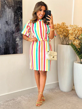 Vestido Crepinho | Manga Flare